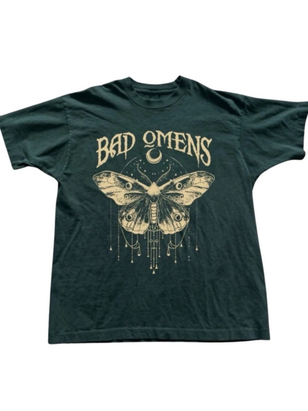 Forest Green Graphic Tee - Moth Illustration